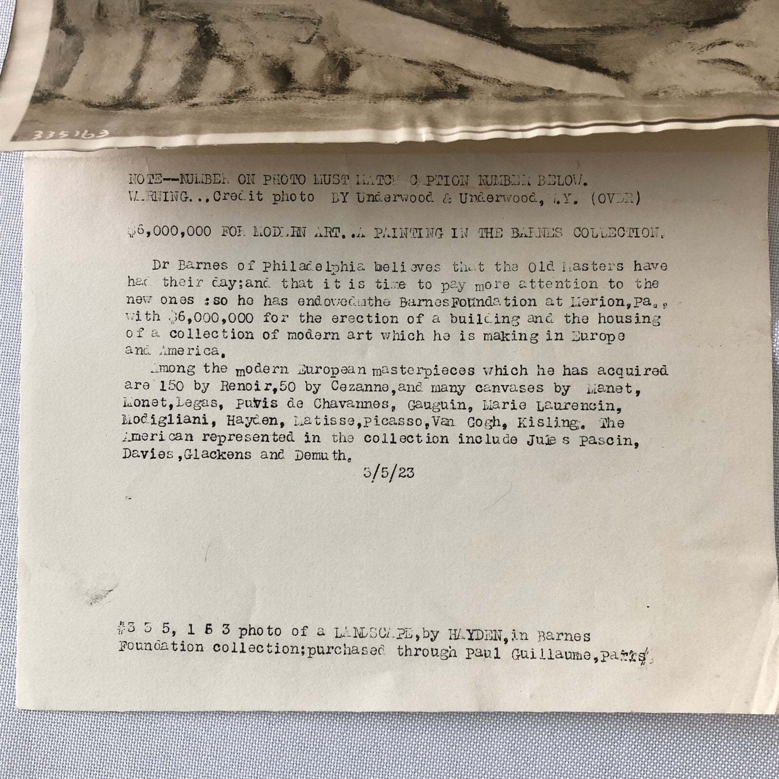 Press Photo Photograph Art Painting Collection Hayden Jules Pascin