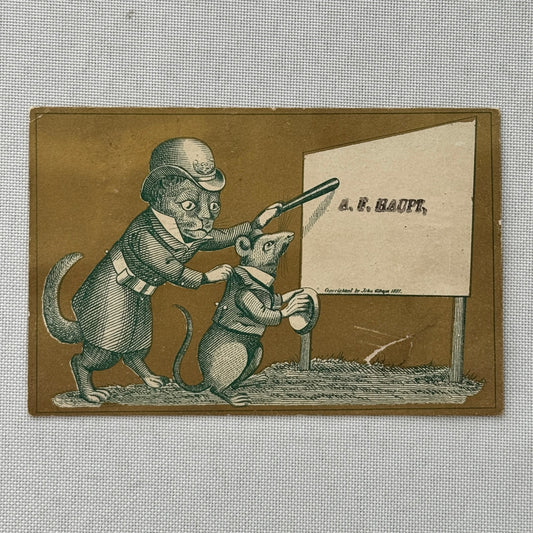 Victorian Trade Card Antique Cat Mouse John Gibson 1881