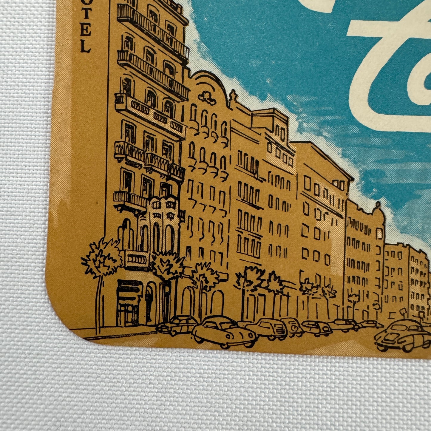 Vintage Travel Luggage Label Hotel Faber Barcelona Spain