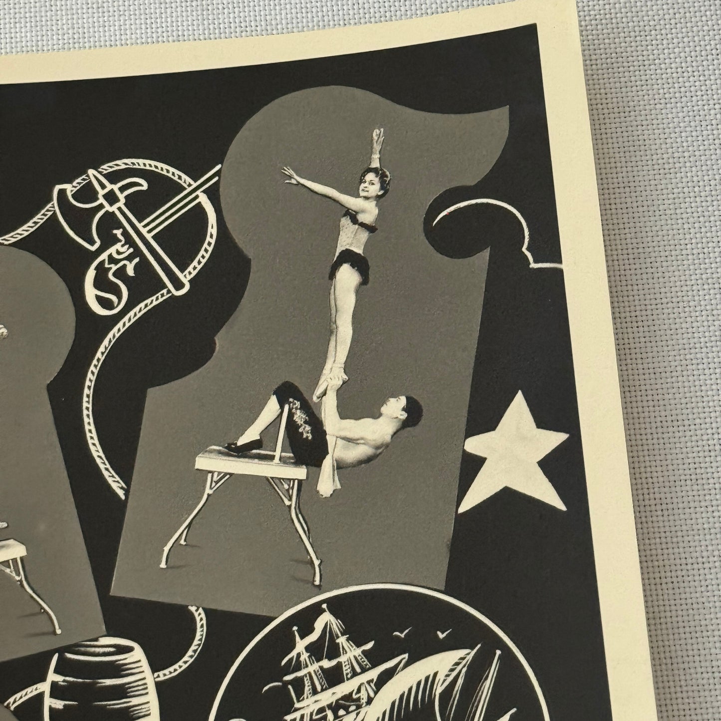 Vintage Circus Acrobat Balancing Act Photo Photograph Les Reols