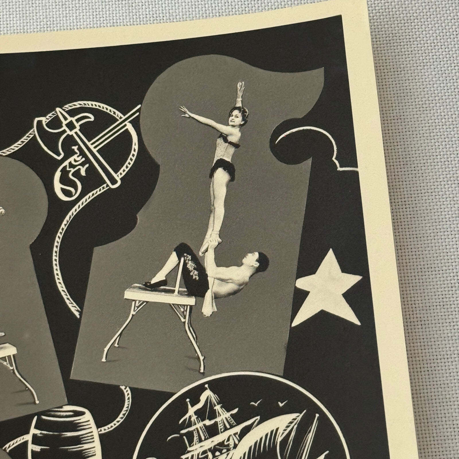 Vintage Circus Acrobat Balancing Act Photo Photograph Les Reols