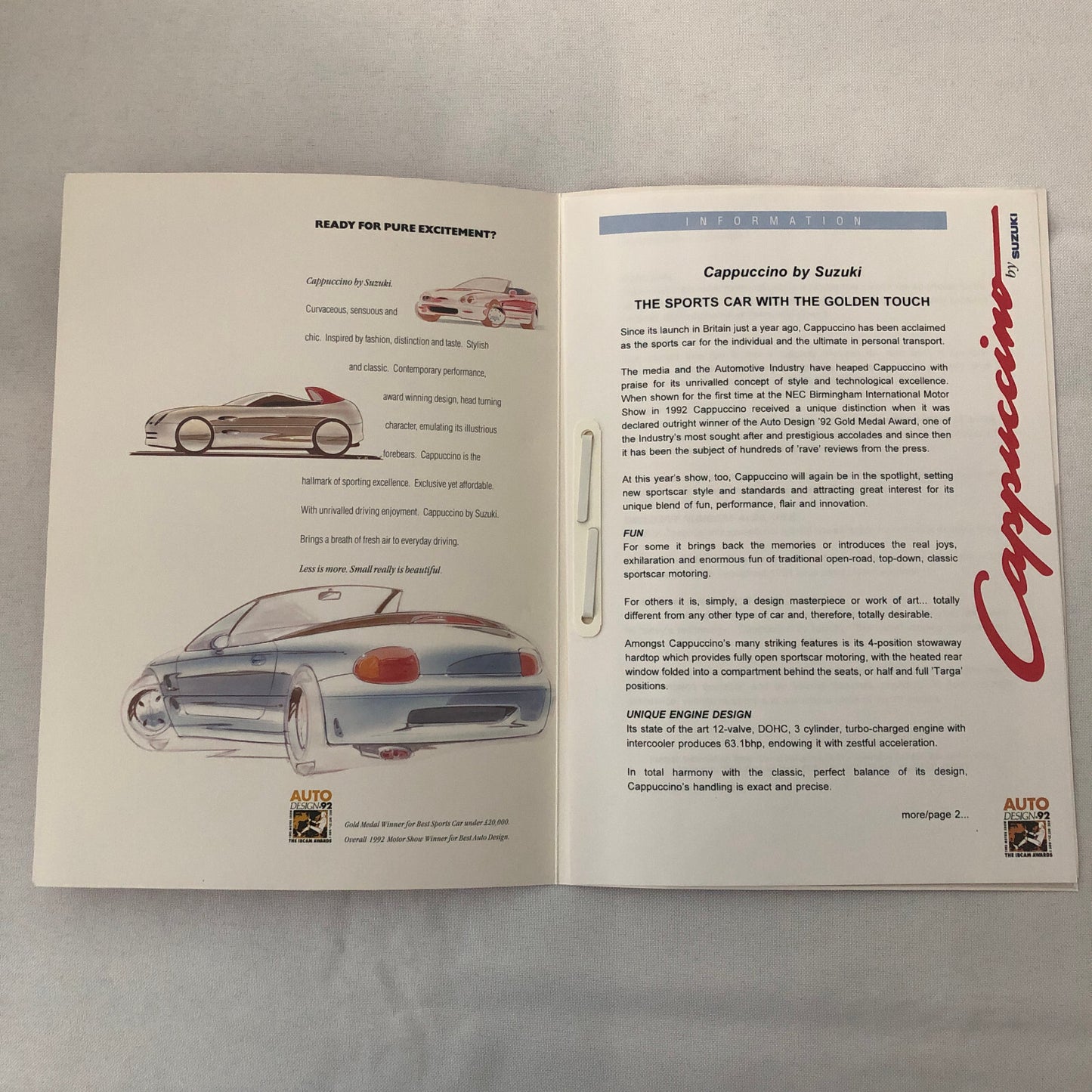 Suzuki Capuccino Press Kit with Photo British UK Brochure