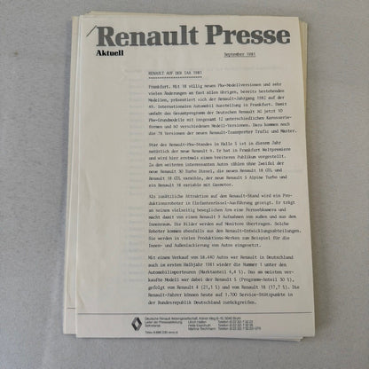 1982 Renault Press Kit Brochure Photos Renault 5 Turbo 9 14 Fuego 30 Alpine A310