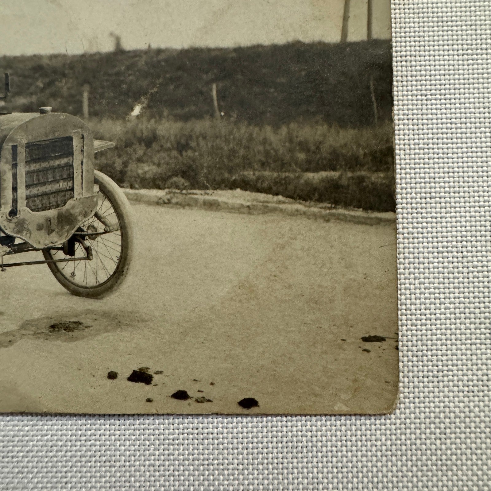 Vintage Real Photo Postcard RPPC Man with Early Automobile Car Vehicle French