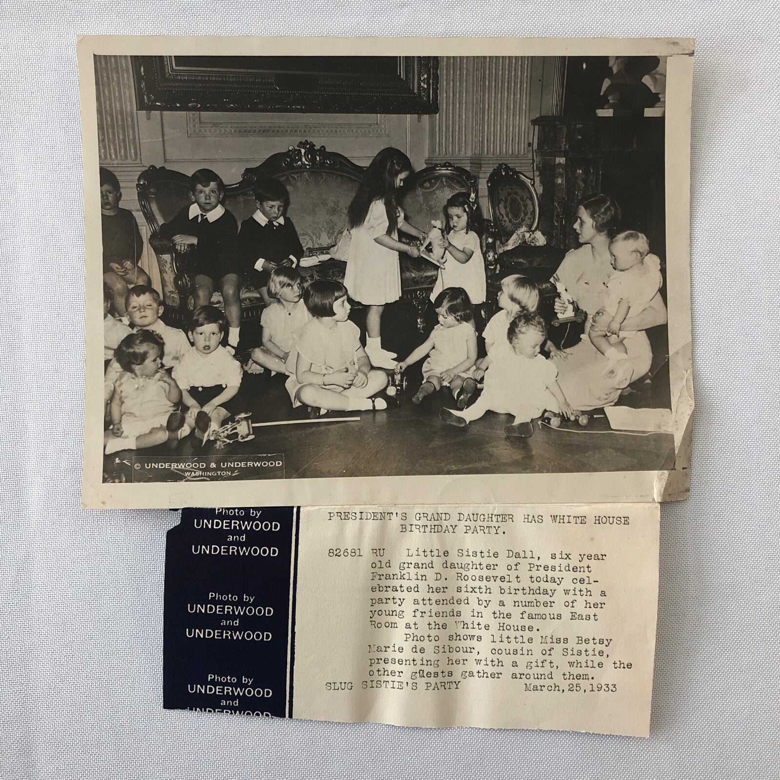 Press Photo Photograph President Franklin Roosevelt Grand Daughter Birthday 1933