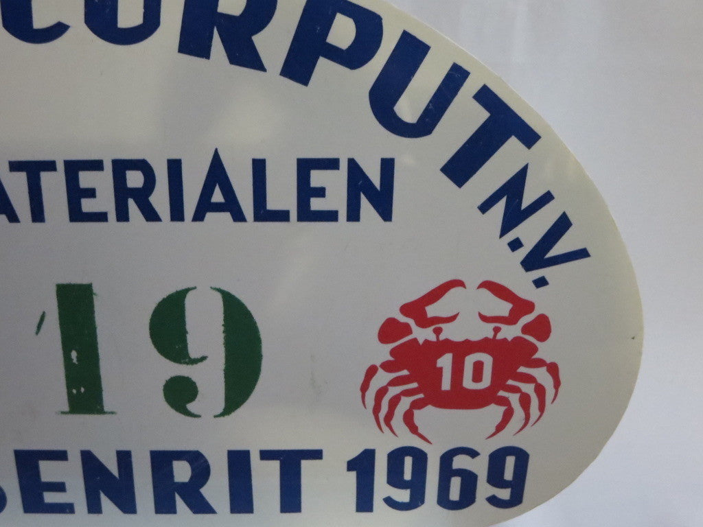 Vintage 1969 Krabbenrit Car Club Rally Plate Plaque Sign Rallye Crab #119