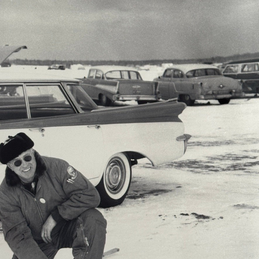 Vintage Oldsmobile Car in Snow Photo NEGATIVE with Print Automobile Photograph