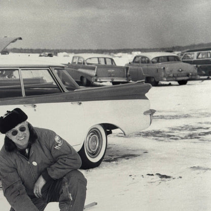 Vintage Oldsmobile Car in Snow Photo NEGATIVE with Print Automobile Photograph