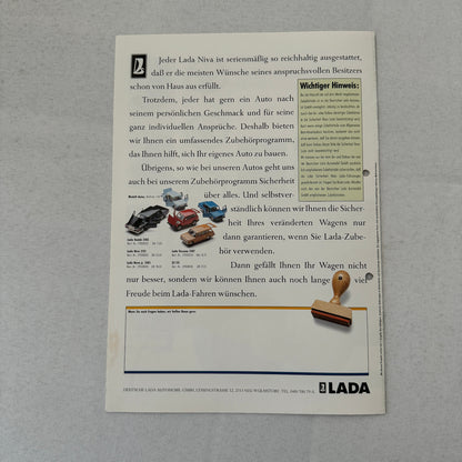 Lada Niva ACCESSORIES Car Sales Brochure Catalog GERMAN