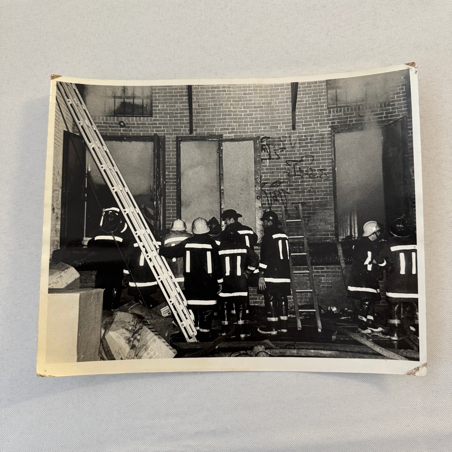 Firefighting Fire Fighter Fire Photo Photograph Print Vintage