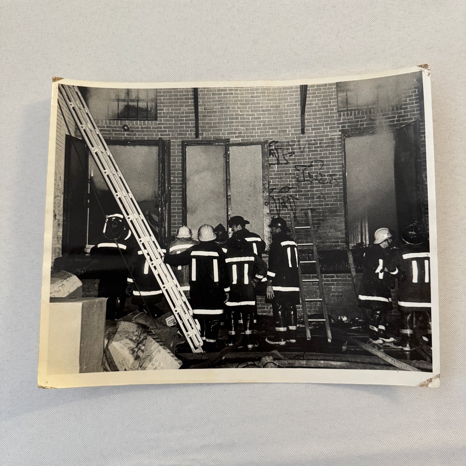 Firefighting Fire Fighter Fire Photo Photograph Print Vintage