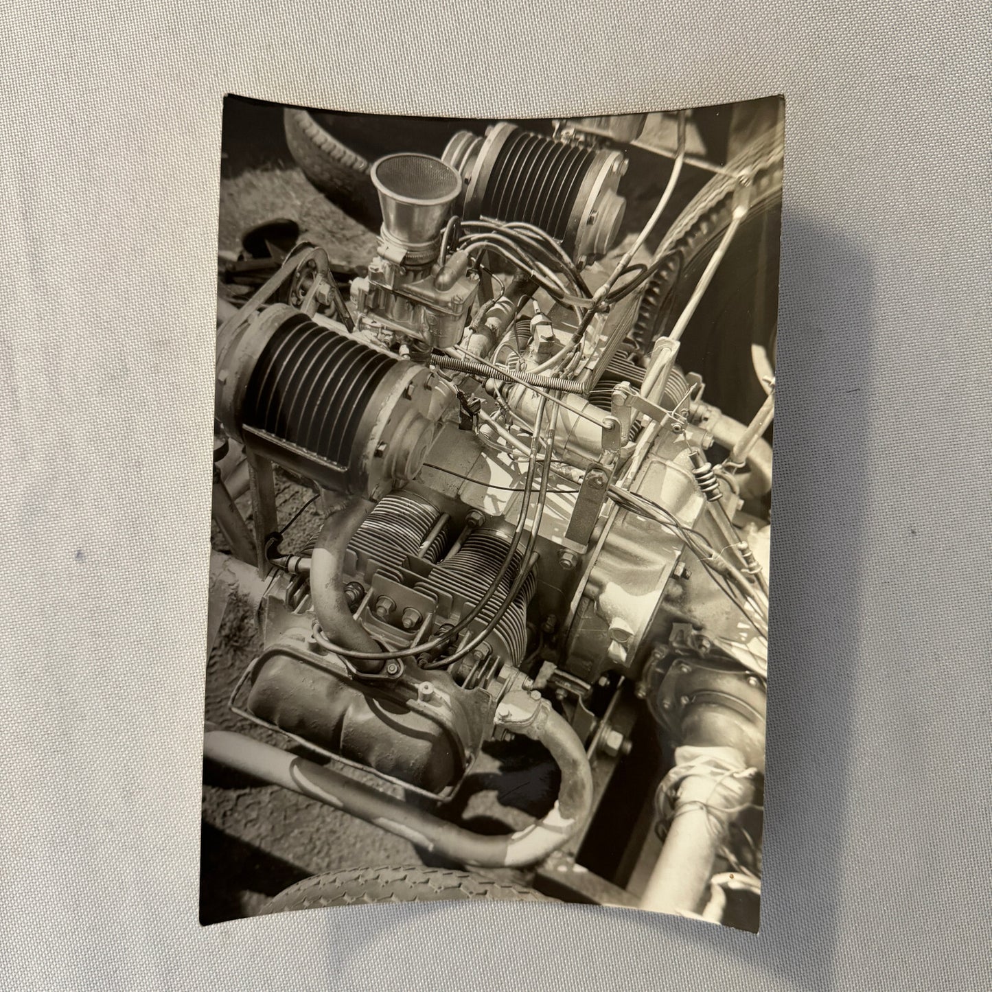 Vintage Racing Car Engine Photo Photograph Print Lot 2x