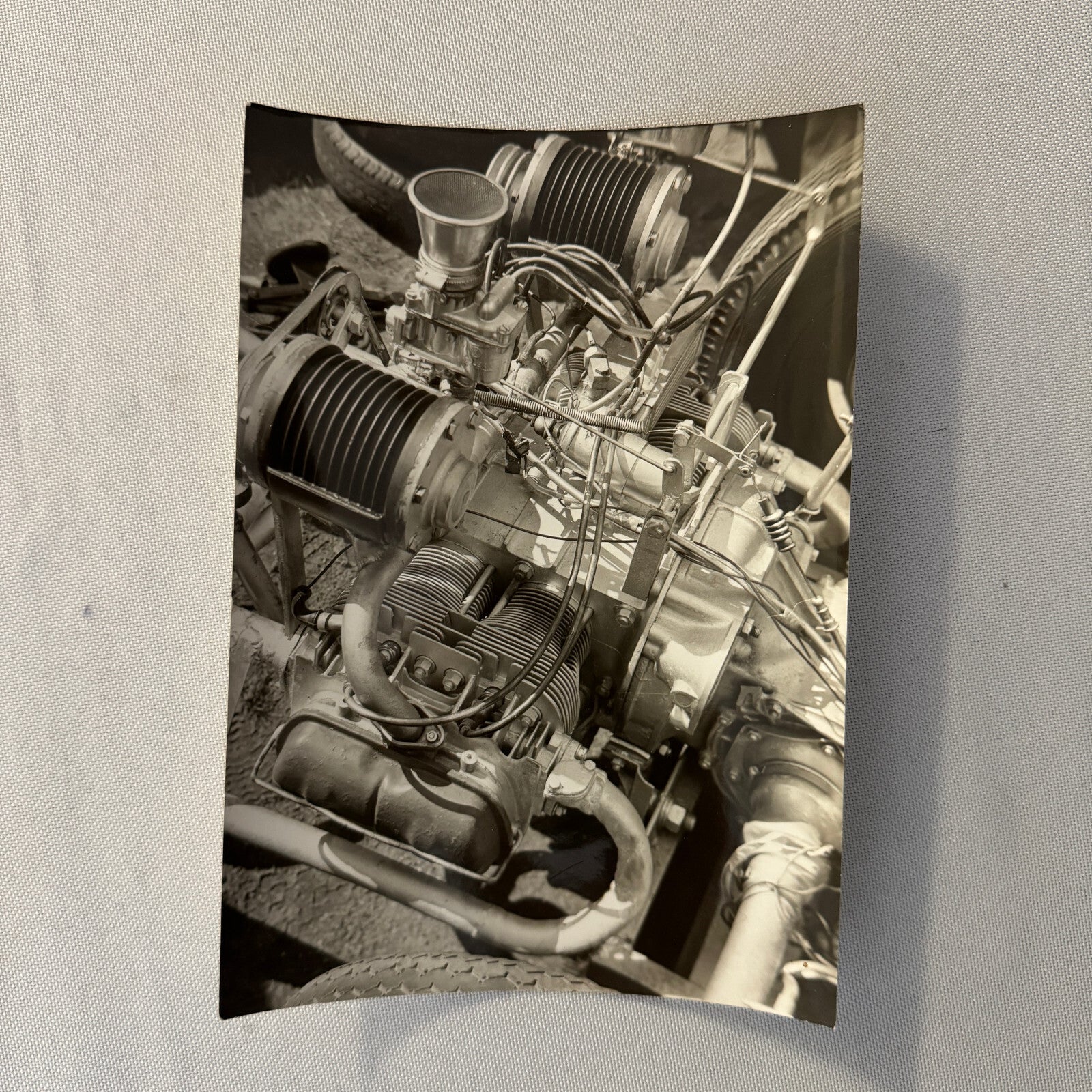 Vintage Racing Car Engine Photo Photograph Print Lot 2x