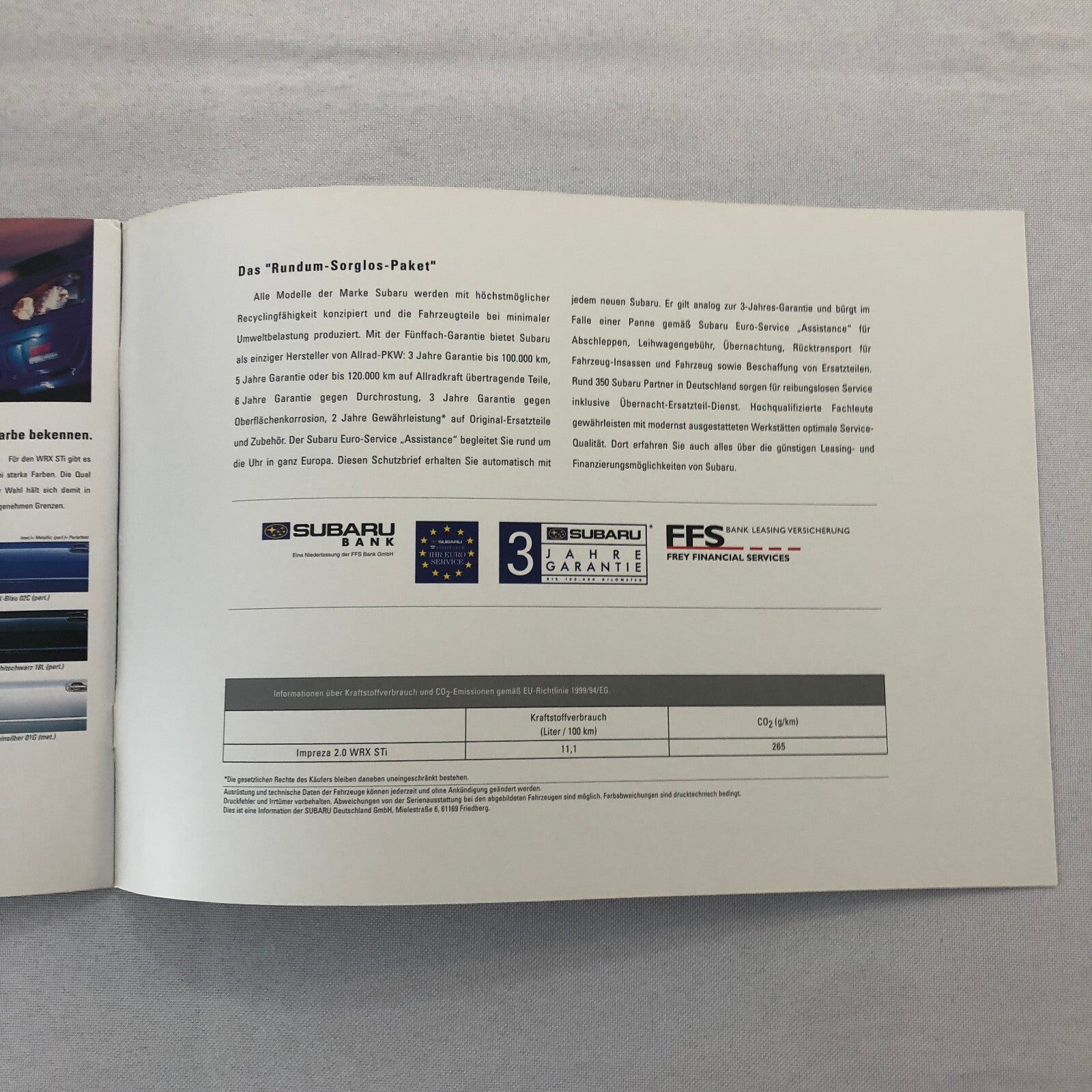 Subaru Impreza WRX STi Car Sales Brochure Catalog GERMAN TEXT European