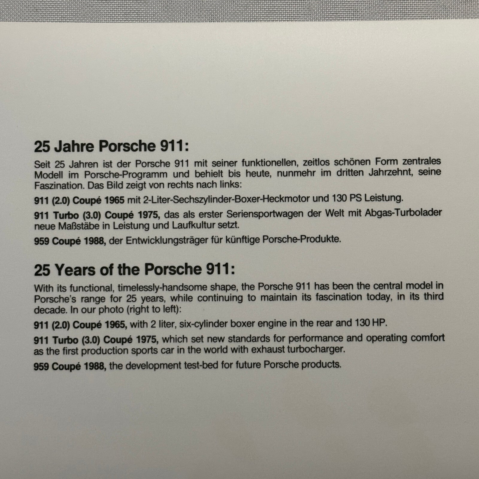 1994 Porsche 911 Carrera Factory Press Photo Photograph Print