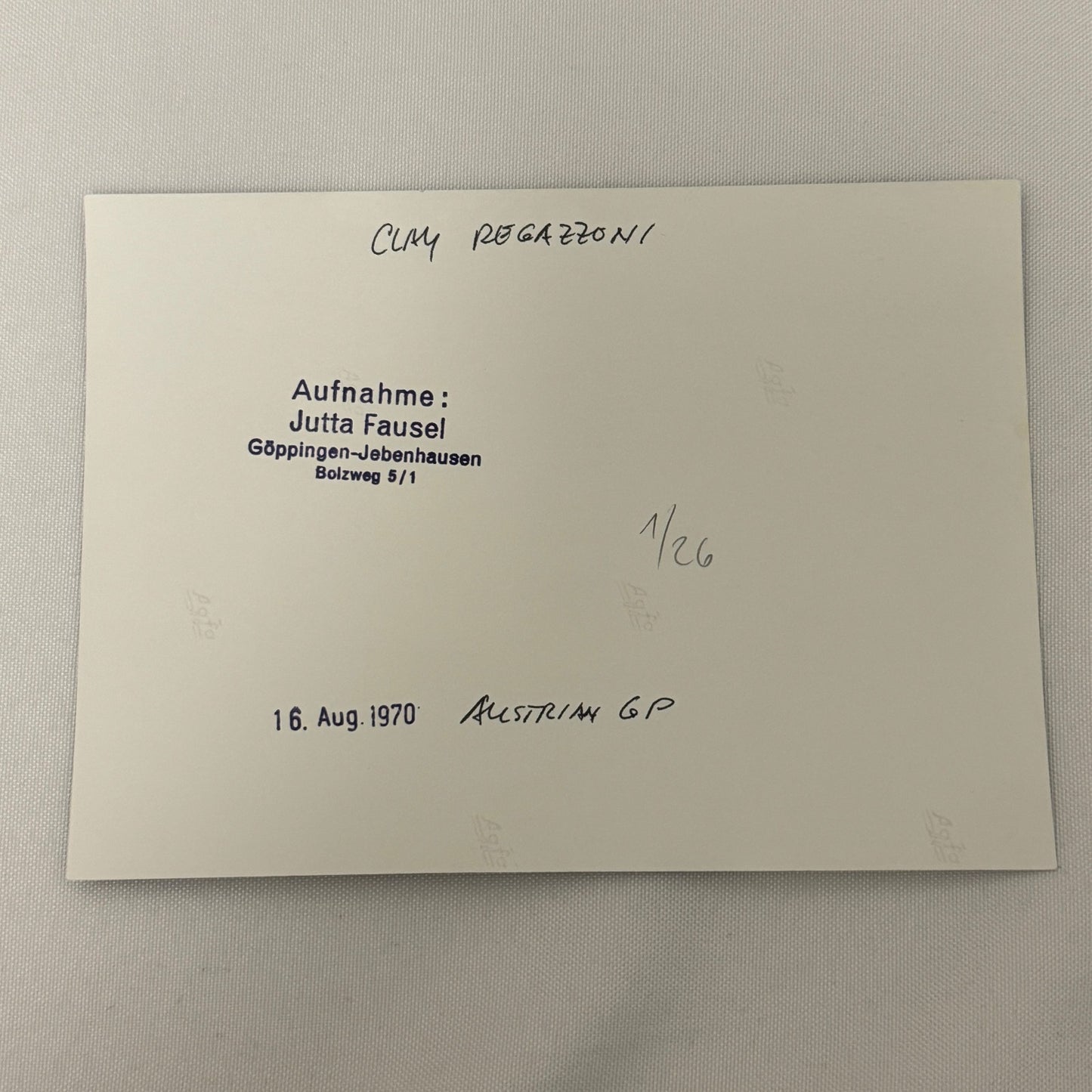 Vintage Racing Photo 1970 Austrian Grand Prix Clay Regazzoni Motorsport