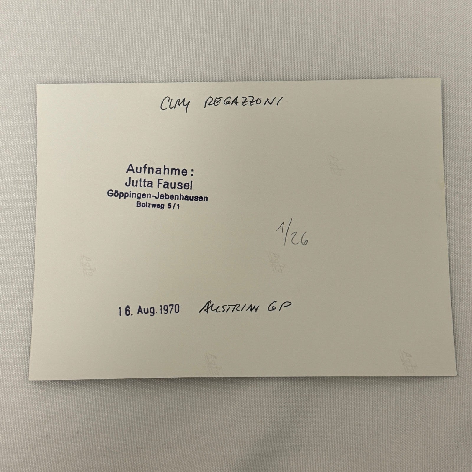 Vintage Racing Photo 1970 Austrian Grand Prix Clay Regazzoni Motorsport