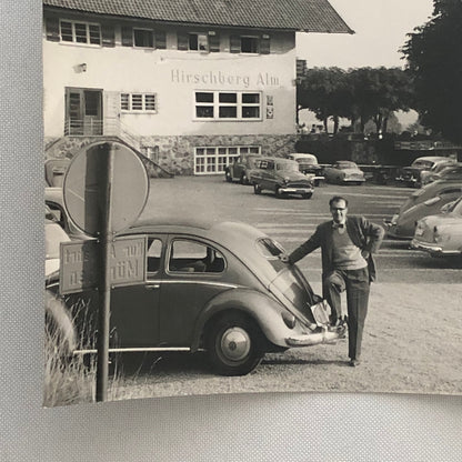 Vintage Photo Photograph Man with Volkswagen Beetle VW Bug Fiat 500 Multipla Car