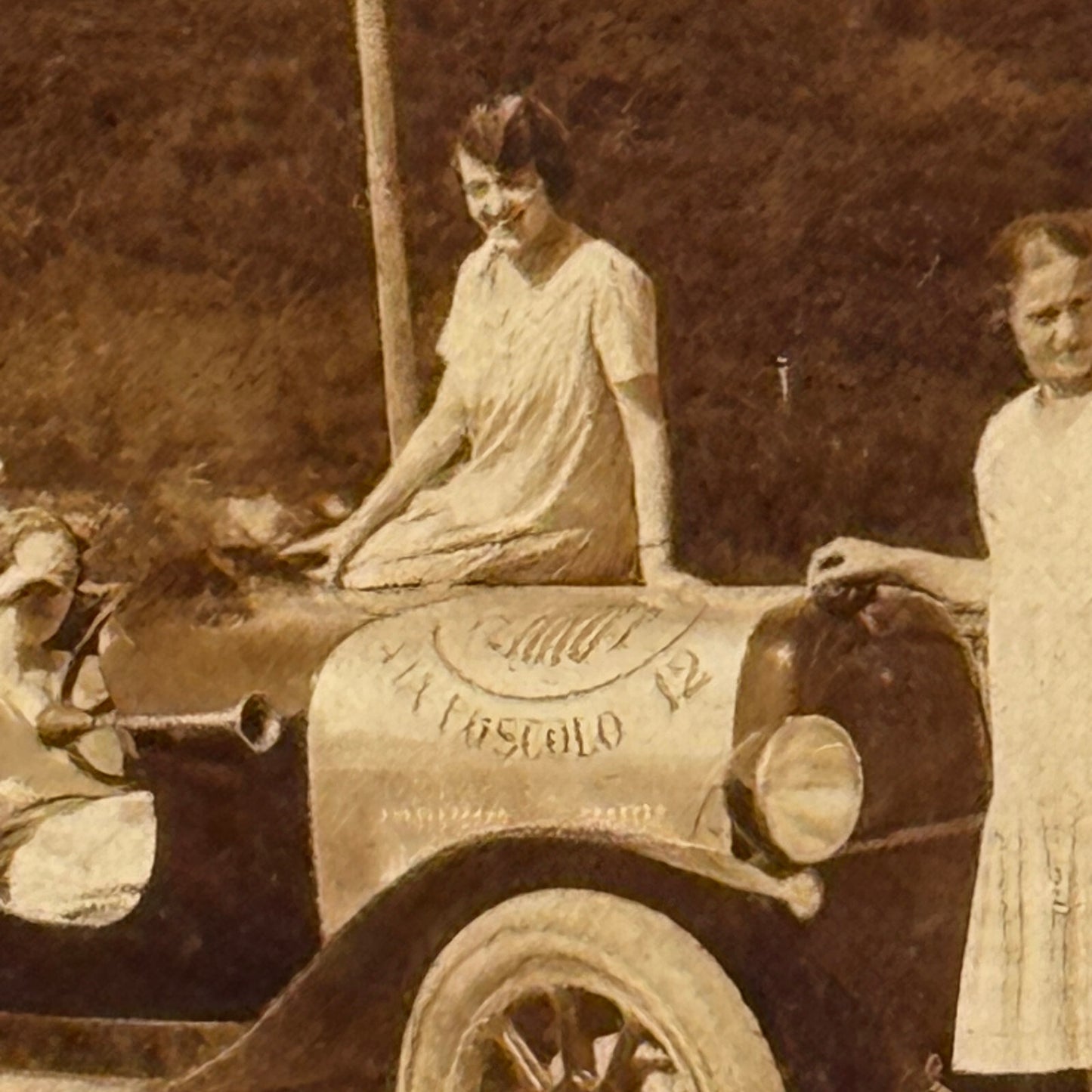 Vintage Photo Photograph Print Women with Early Automobile Car Antique 1926
