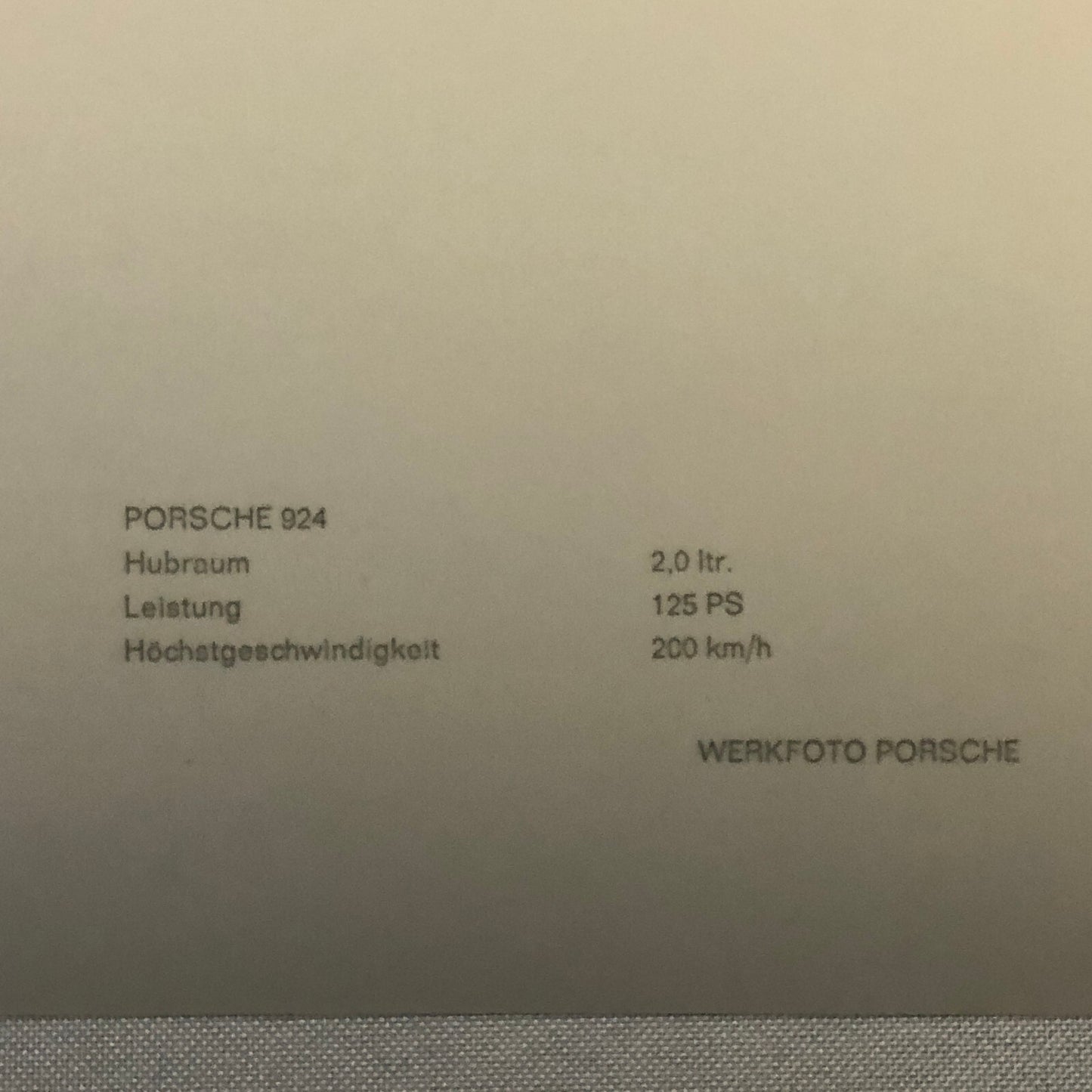 Vintage Porsche 924 Coupe Factory Werkfoto Press Photo Photograph