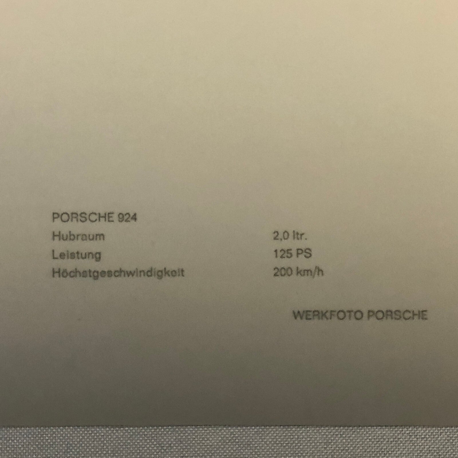Vintage Porsche 924 Coupe Factory Werkfoto Press Photo Photograph