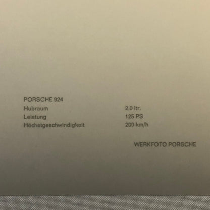 Vintage Porsche 924 Coupe Factory Werkfoto Press Photo Photograph