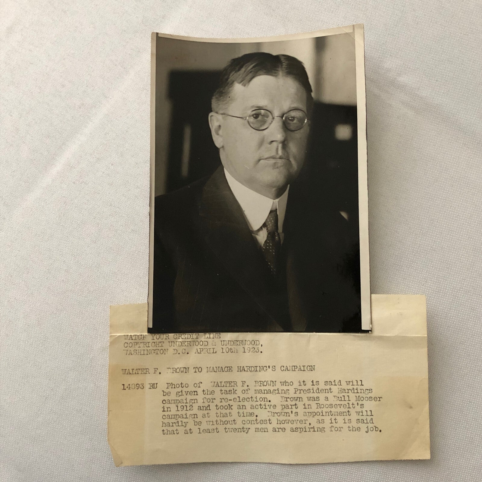 Press Photo Photograph President Warren G Harding Campaign Manager 1923