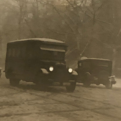 Press Photo Photograph Cars Automobiles Buses in Winter Storm Washington DC
