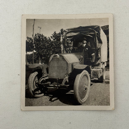 Vintage Photograph Photo Antique Man in Early Truck Automobile Vehicle