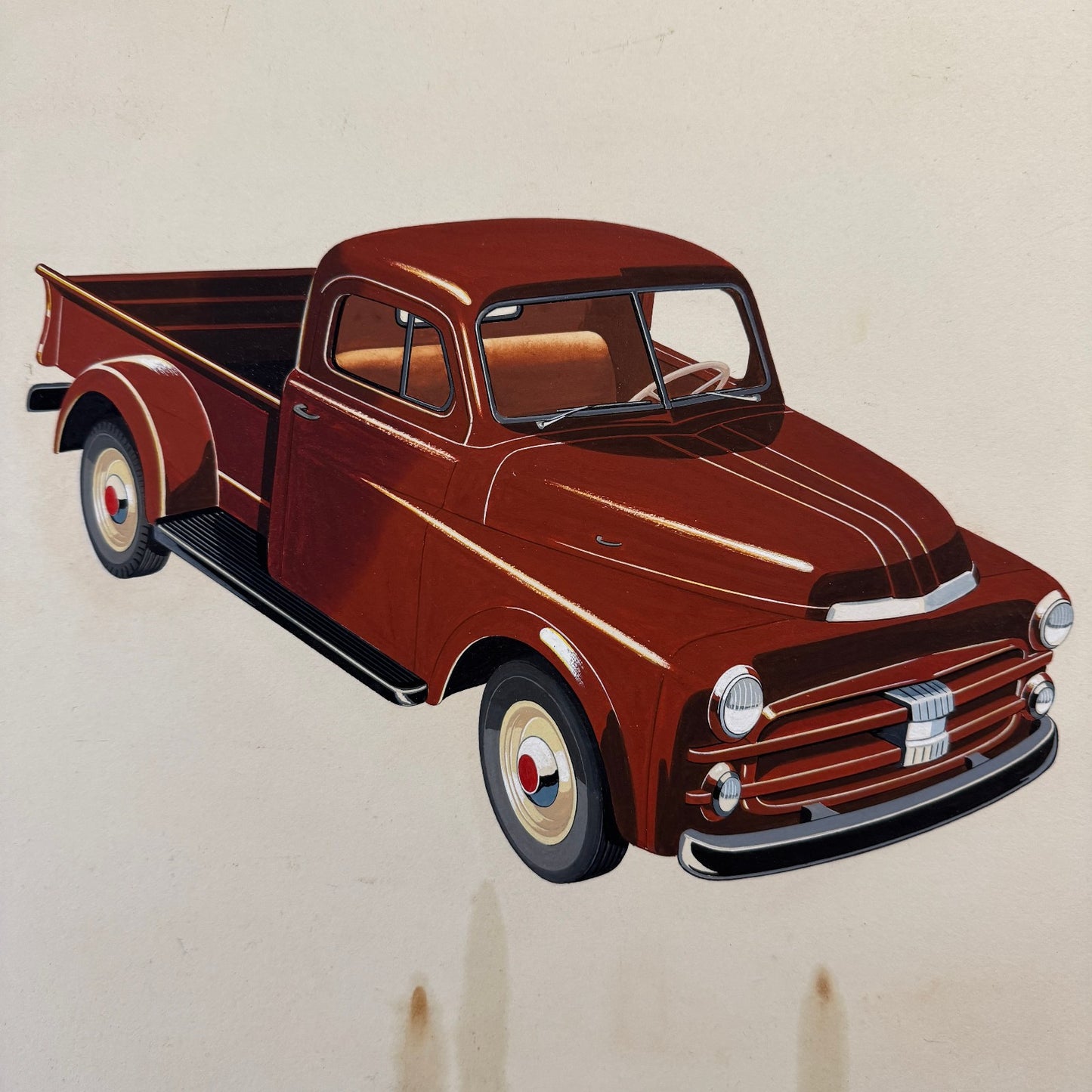Vintage Pickup Truck Concept Car Design Sketch Rendering Illustration Original