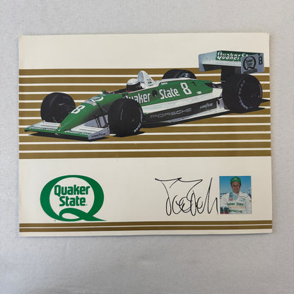 Vintage Porsche Quaker State Indy Racing Car Card Teo Fabi Driver