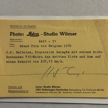 1970 Belgian Grand Prix Racing Photo Photograph Jean Pierre Beltoise JP Beltoise