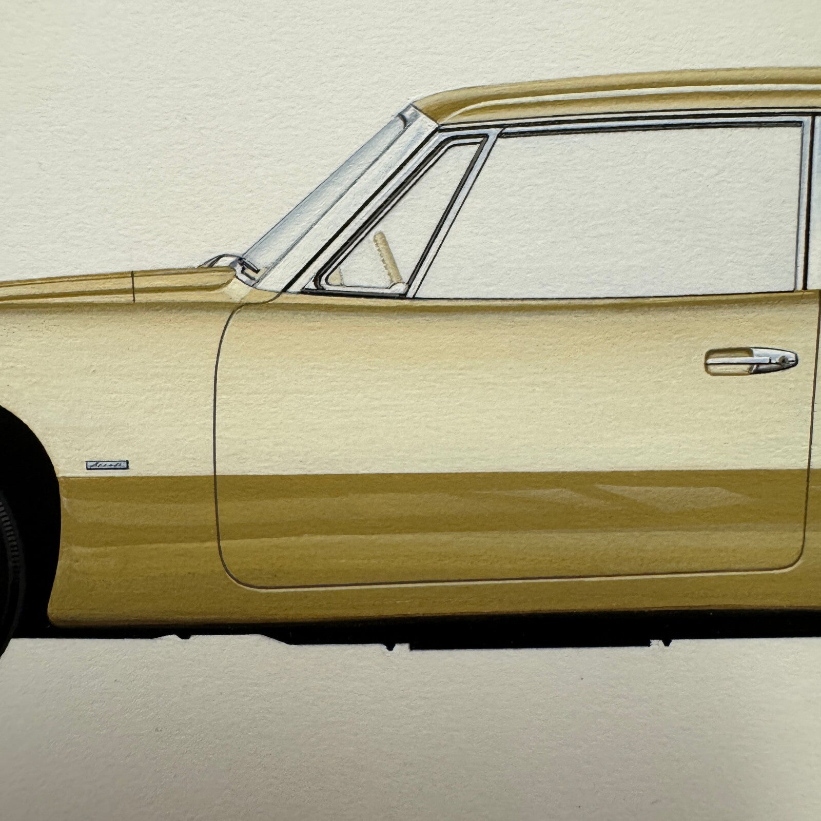 1963 Studebaker Avanti Automobile Illustration Art Drawing Hand Drawn