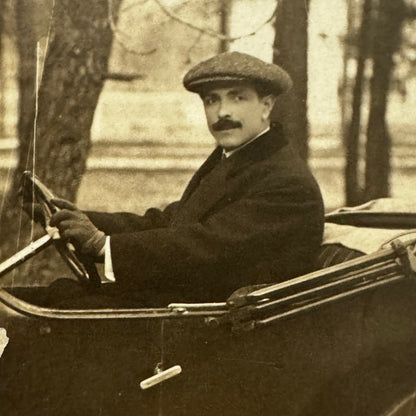Vintage Photograph Photo Print Man in Early Automobile Car Motorist Driver