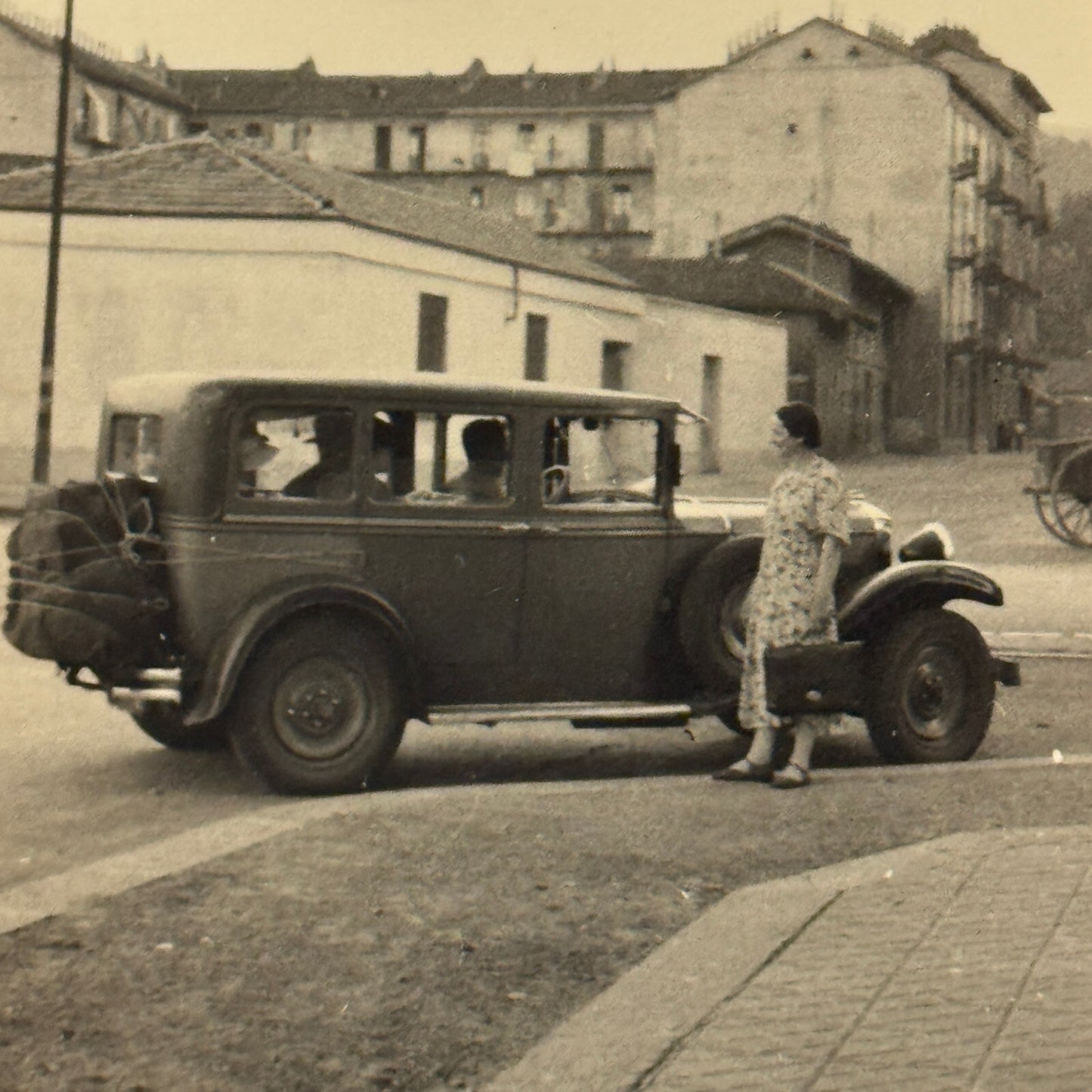 Vintage Photo Photograph Print People with Early Automobile Car