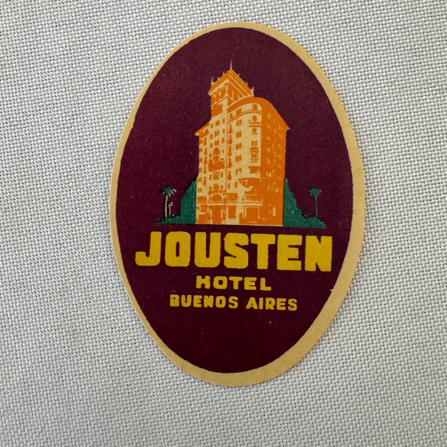 Vintage Hotel Travel Label Jousten Hotel Buenos Aires Argentina