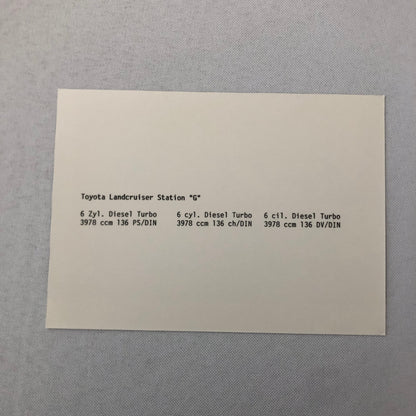 Toyota Land Cruiser Station Wagon G Diesel Turbo Factory Press Photo Photograph