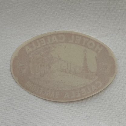 Vintage Travel Luggage Label Hotel Calella Barcelona Spain Spanish