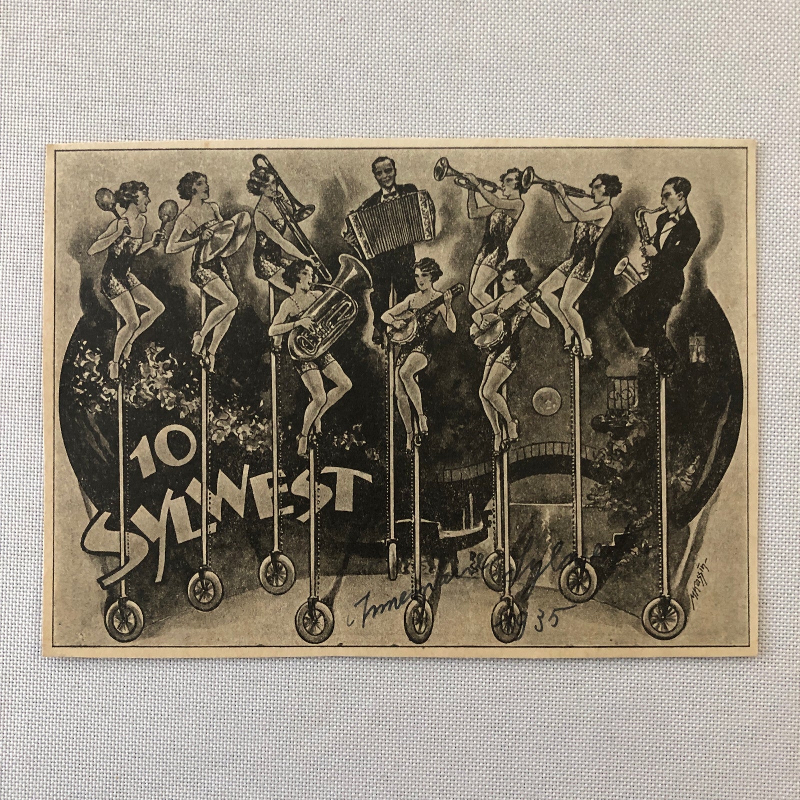 Circus Performer Troupe Act Postcard Post Card 10 Sylwest Unicycle Musician