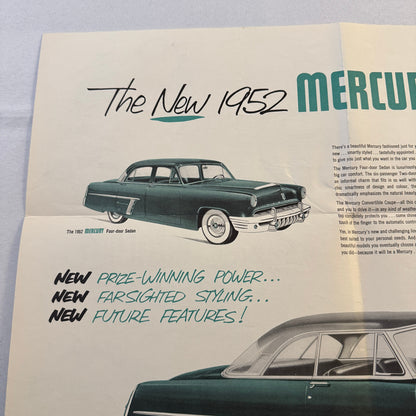 1952 Mercury Car Sales Brochure Catalog Mercury Monterey Convertible Coupe