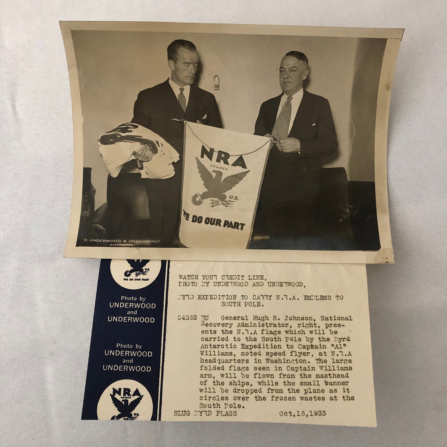 Press Photograph Admiral Byrd Expedition South Pole NRA National Recovery Admin