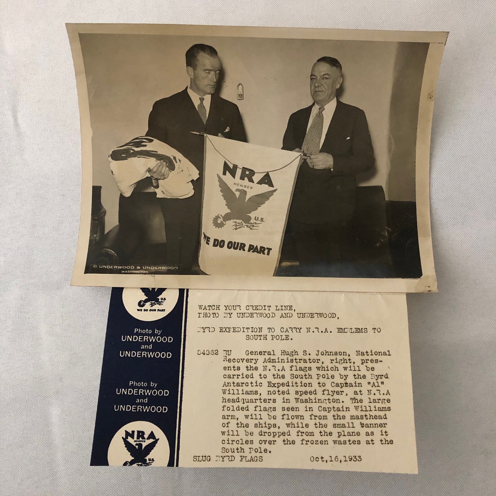 Press Photograph Admiral Byrd Expedition South Pole NRA National Recovery Admin
