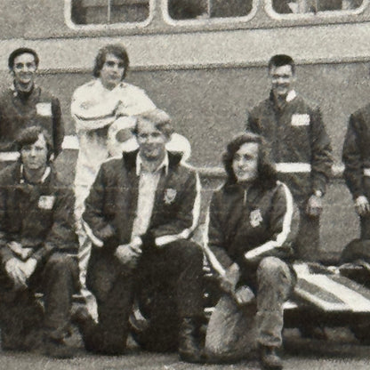 Vintage Car Racing Photo Jim Russell Racing Team Transporter Drivers Photograph