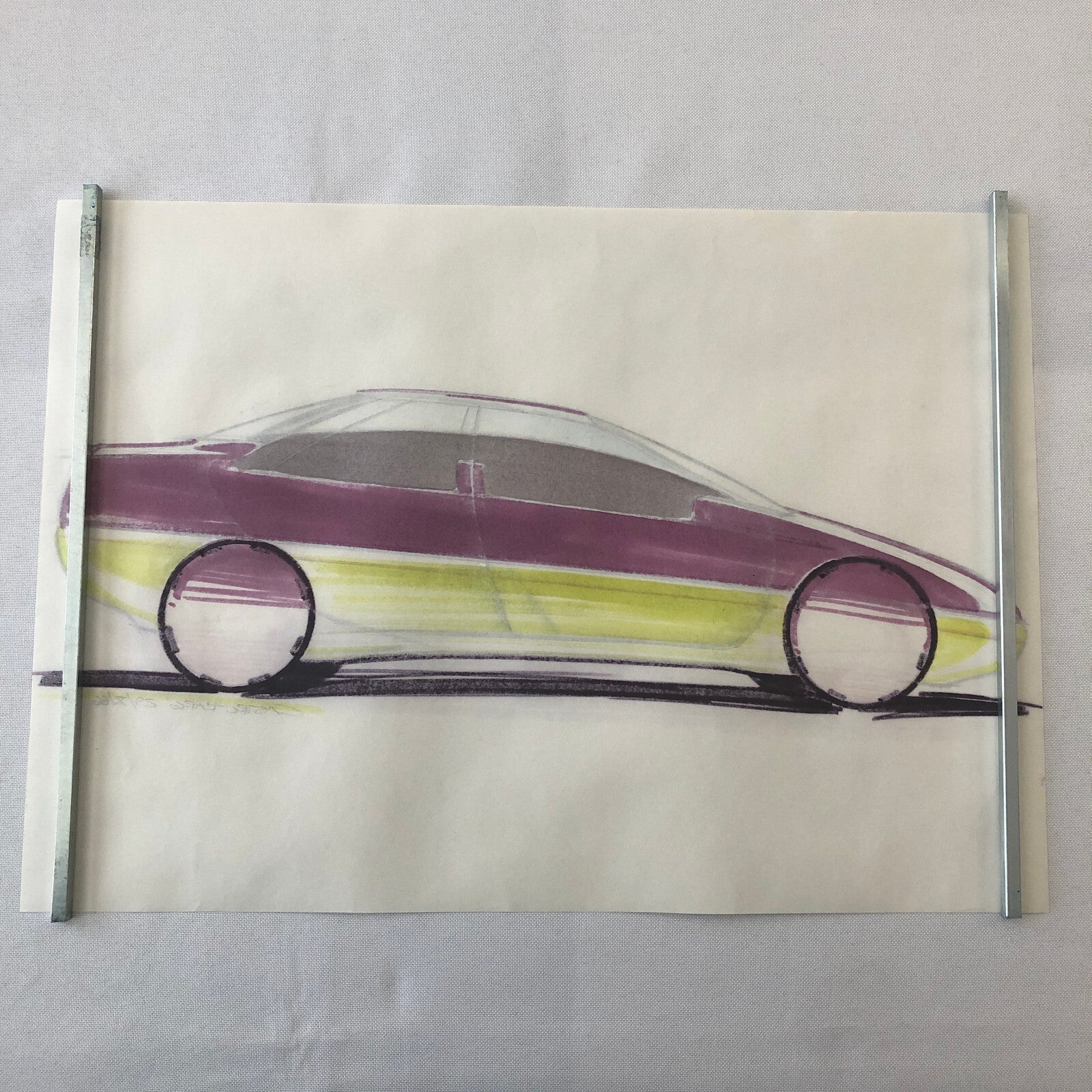 Car Styling Concept Illustration Art Drawing Sketch Vintage Signed 1986