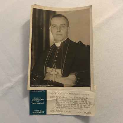 Press Photo Photograph Cardinal John Bonzano Pope Euchristic Congress 1926