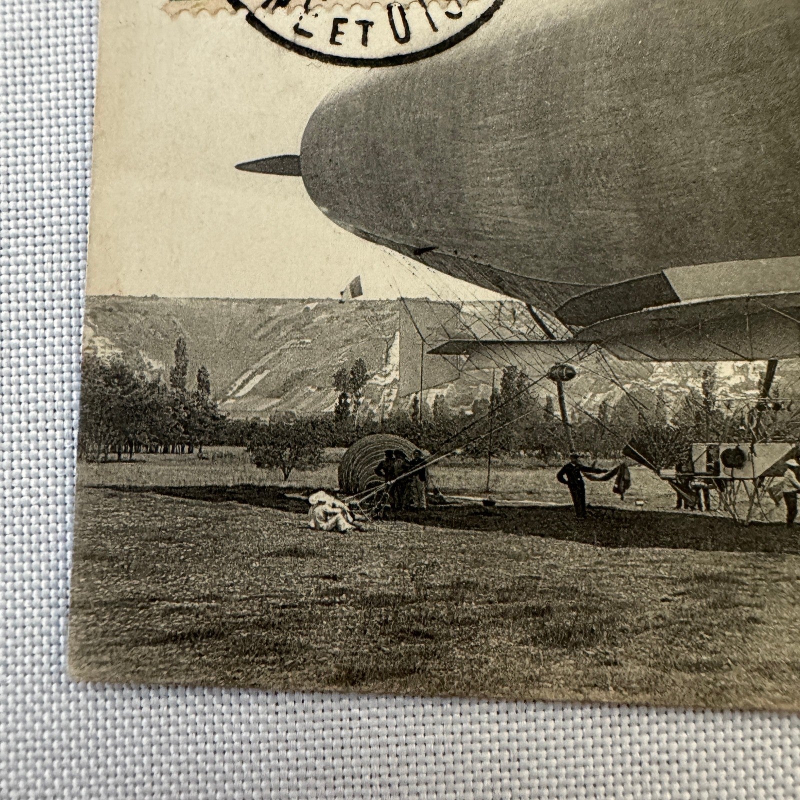 Vintage Zeppelin Airship Dirigible Postcard Post Card French Le Jaune II 1907