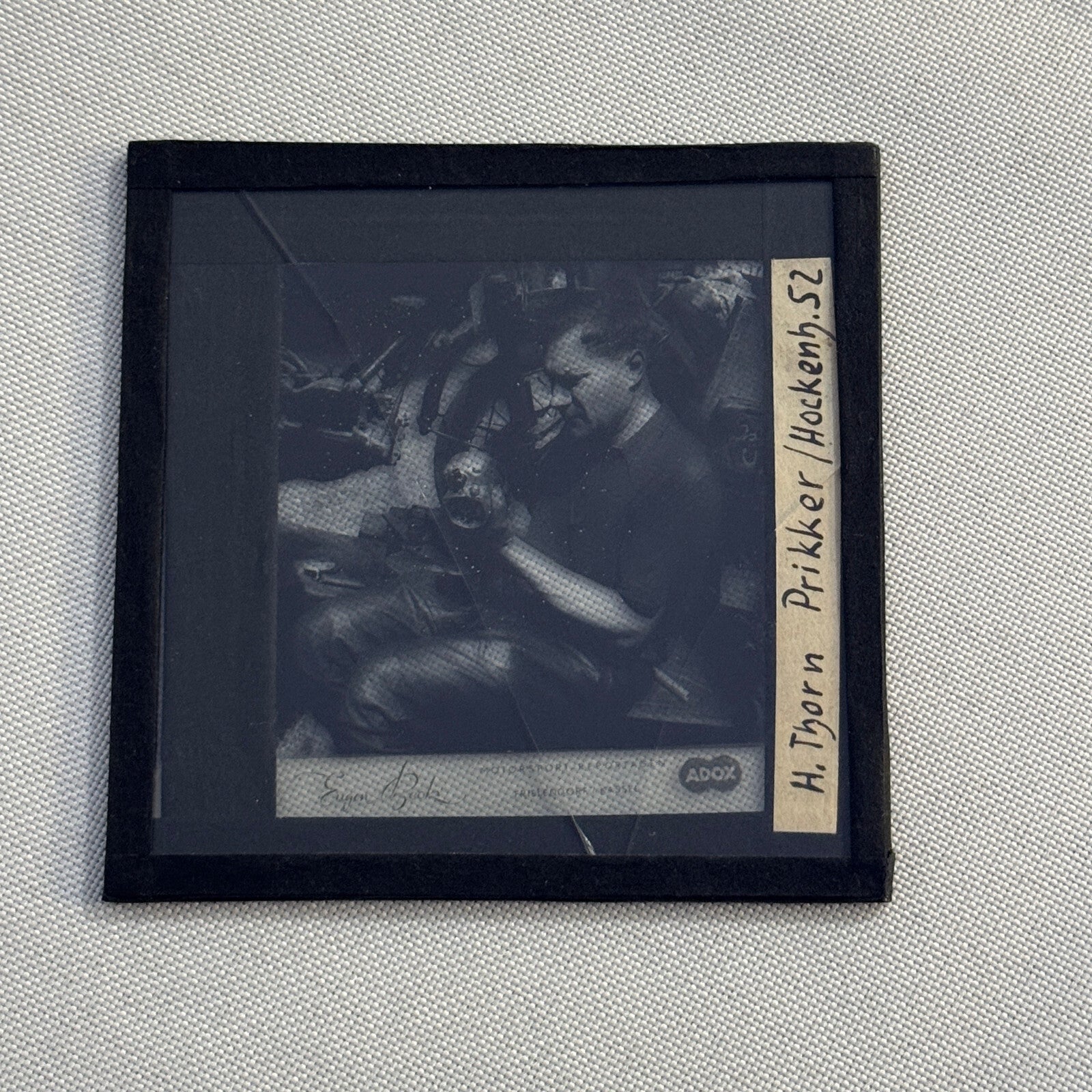 Antique Glass Plate Lantern Slide Motorcycle Sidecar Racing Hein Thorn Prikker