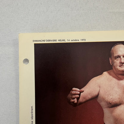 Vintage Wrestling Print Insert Frank Valois Quebec French 1973