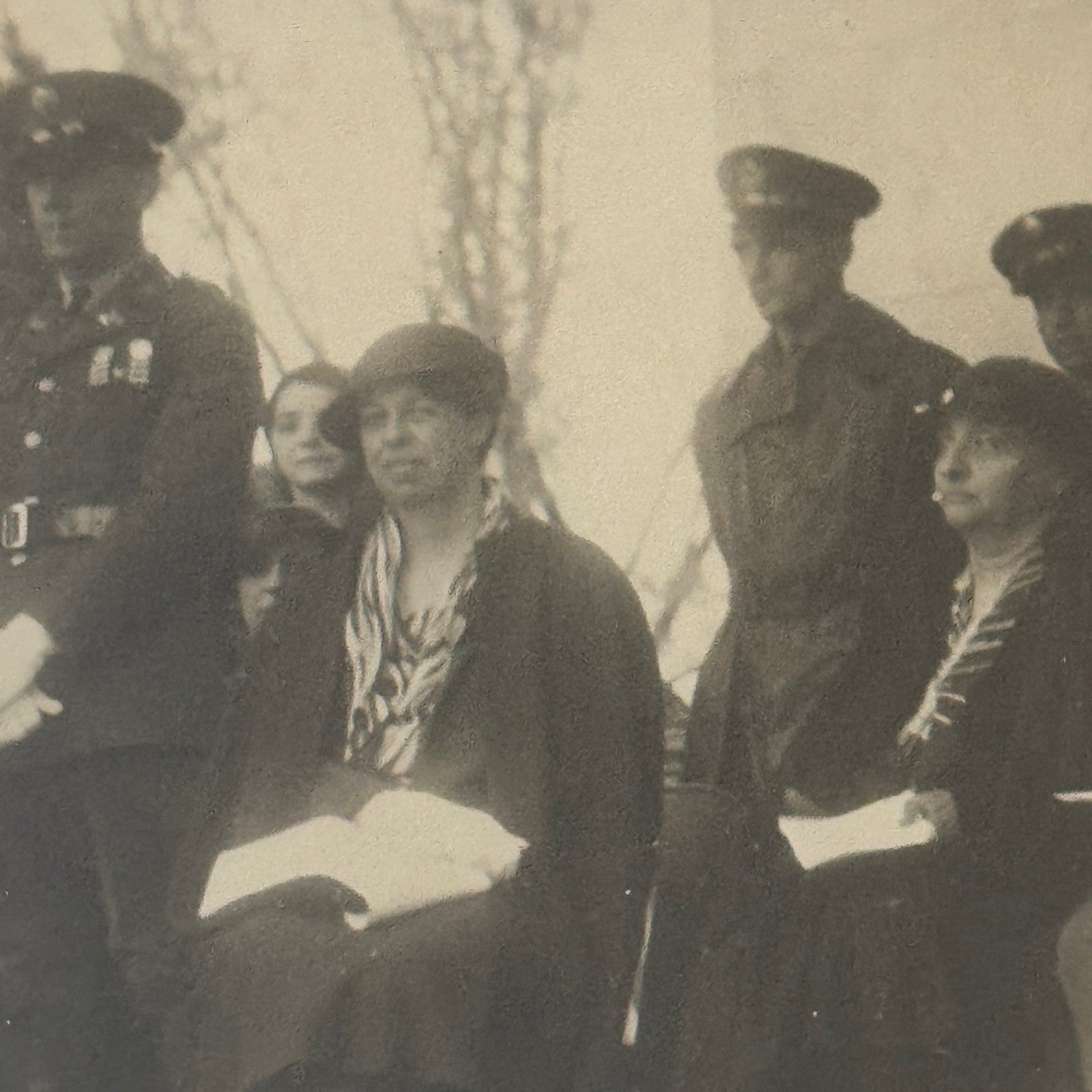 Press Photo Photograph First Lady Eleanor Roosevelt Men in Military Uniform