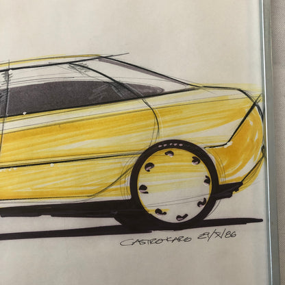 Car Styling Concept Illustration Art Drawing Sketch Vintage Signed 1986